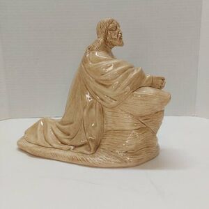 Vtg Hobbyist Ceramic Jesus Praying In The Garden Of Gethsemane  Hand Painted 80s